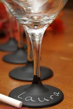 Wedding - Chalkboard Paint On Party Glasses. For Patio Glasses Too