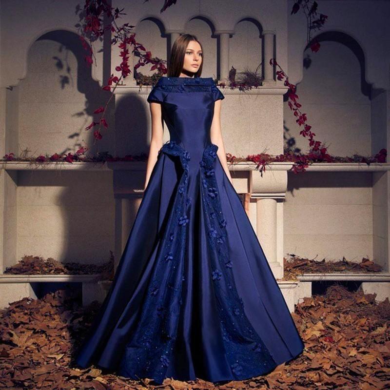Mariage - Elegant Cheap Blue Evening Dresses Ruffles Pleats Applique 2015 A-Line Handmade Prom Dresses Party Ball Gown Run Fashion Floor-Length Cheap Online with $123.72/Piece on Hjklp88's Store 
