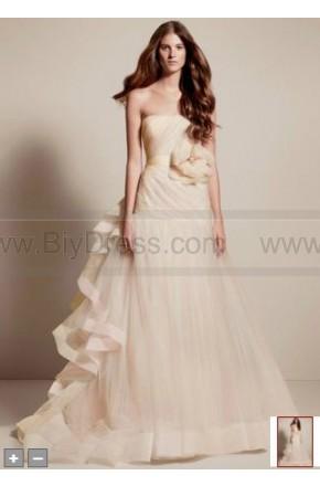 Hochzeit - White By Vera Wang Fit And Flare Gown With Tri-colored Draped Skirt Style VW351199