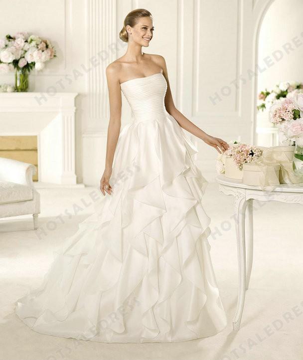 Hochzeit - Bridal Gown - Style Pronovias Vinilo Chiffon And Organza Draping A-Line