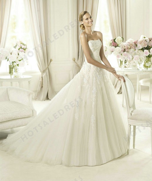 زفاف - Wedding Dress - Style Pronovias Barroco Chiffon Draping Flowers V-Neck