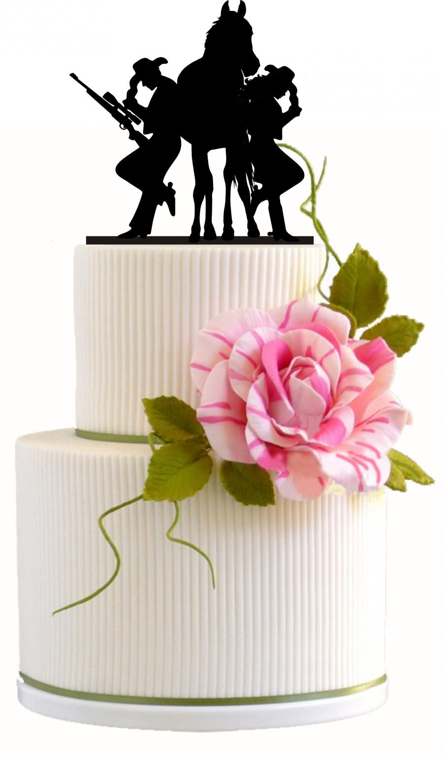 Hochzeit - Wedding Cake Topper Silhouette Country Horse Lover