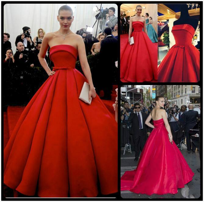 Wedding - Elegant Arizona Muse Evening Dresses Red Carpet Celebrity Dresses 2015 Satin Sash A-Line Train Long Prom Party Strapless Ball Gown Formal Online with $124.61/Piece on Hjklp88's Store 