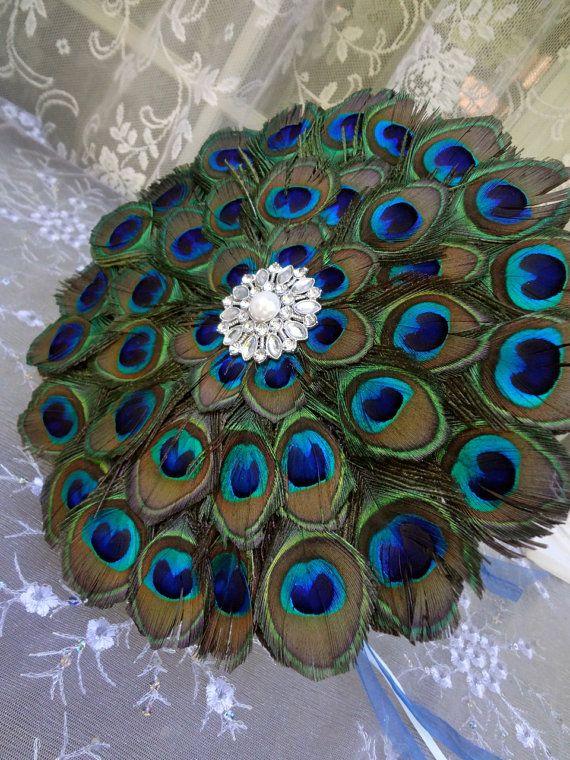 زفاف - Simply Elegant Peacock Feather Bouquet  BRIDAL And By Ivyndell