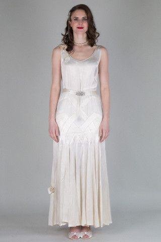 Hochzeit - 1920s Moire Silk Vintage Wedding Dress