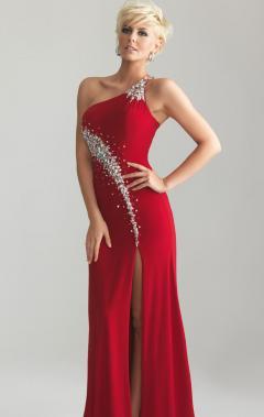 Mariage - one shoulder long red prom dress uk