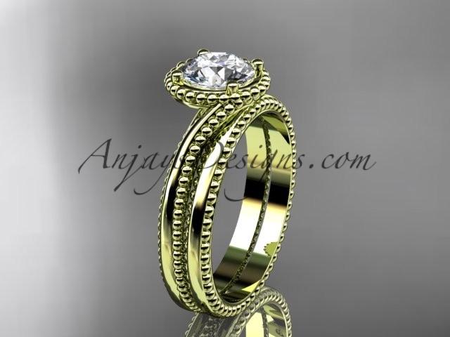 زفاف - 14kt yellow gold wedding ring, engagement set ADLR389S
