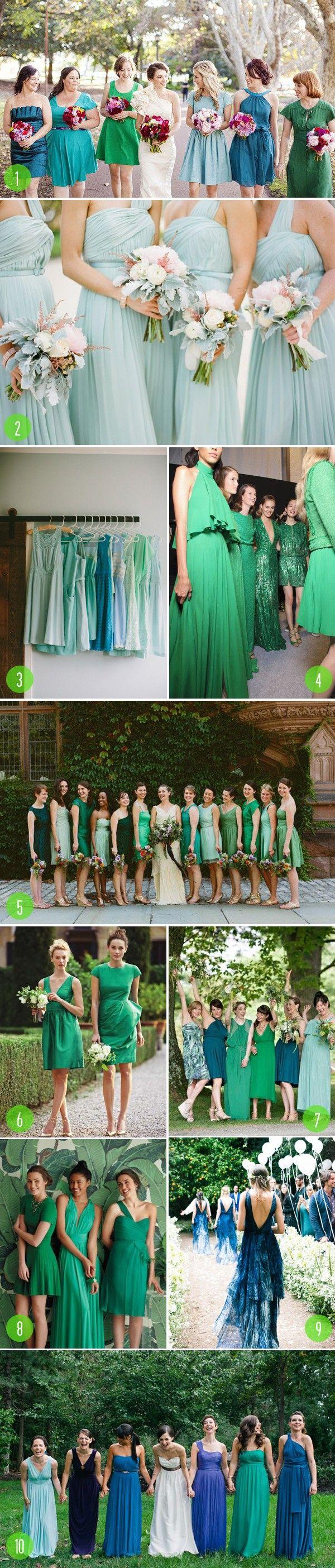 Hochzeit - Top 10: Cool Colored Bridesmaids Dresses