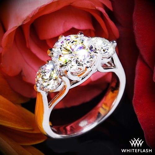 زفاف - Platinum "Butterflies" 3 Stone Engagement Ring (Setting Only)