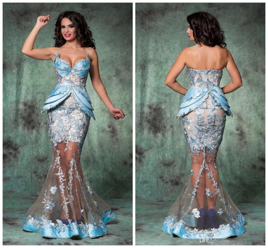 زفاف - 2015 Mermaid Lace Tulle Evening Dresses Sweetheart Floor Length Arabic Romania Evening Gowns Sexy Hot Prom Dresses AR0006 Online with $112.88/Piece on Hjklp88's Store 