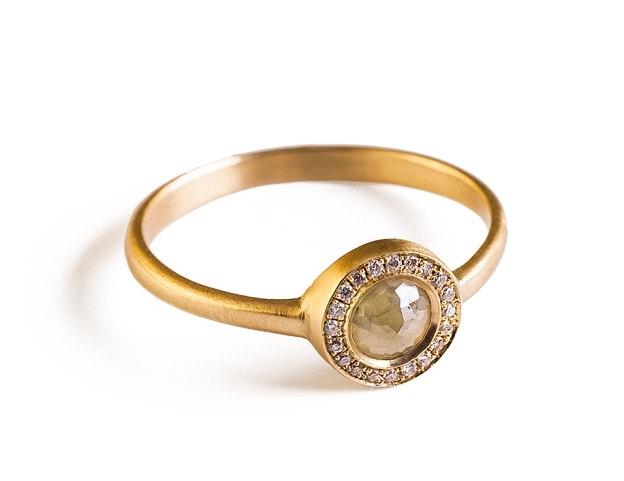 Wedding - Antique Engagement Ring, Unique Diamond Ring, Raw Diamond Solitaire Ring.