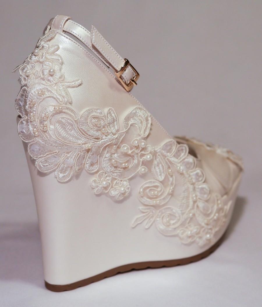 Mariage - Wedding ,Wedding  Wedge Shoes, Bridal Wedge Shoes,Bridal Shoes, Bridal Platform Wedges, Bridal Wedge Shoes, Ivory Wedding Shoes, Bridal Shoe