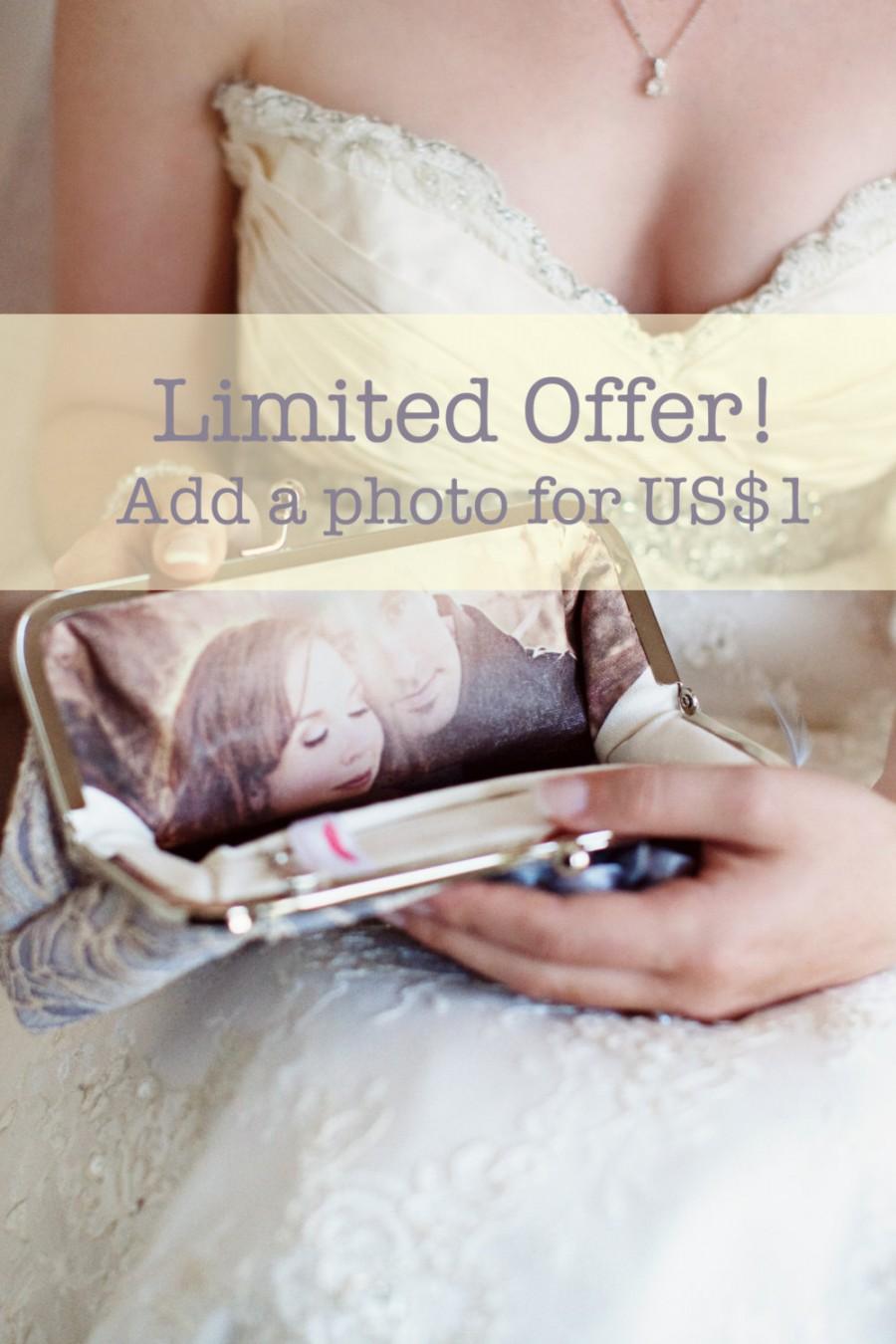 Wedding - LIMITED OFFER: Photo Personalize Bridal Clutch Bag Bridesmaids Gift - Personalization only