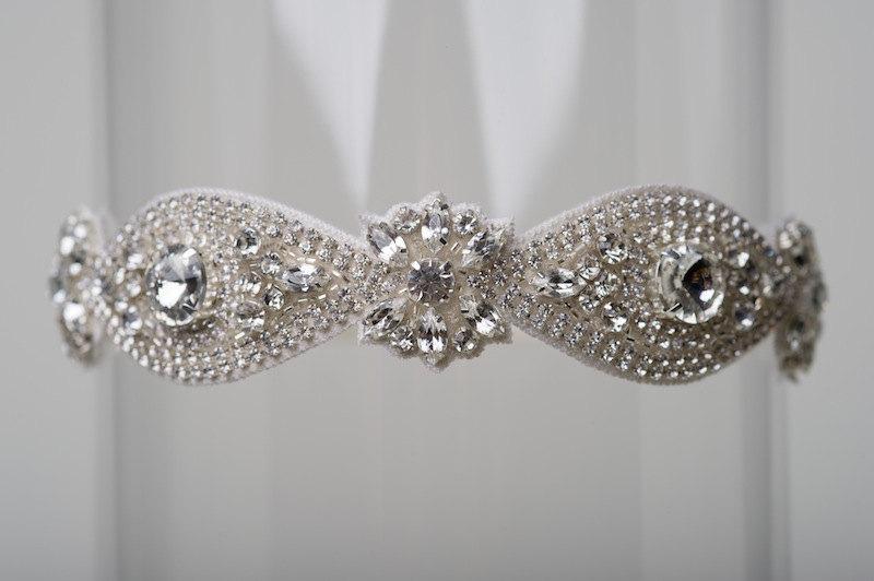 Hochzeit - Wedding Garter Rhinestone Crystal Diamond Couture Bridal Garter Sparkling Bling Garter "Vienna"