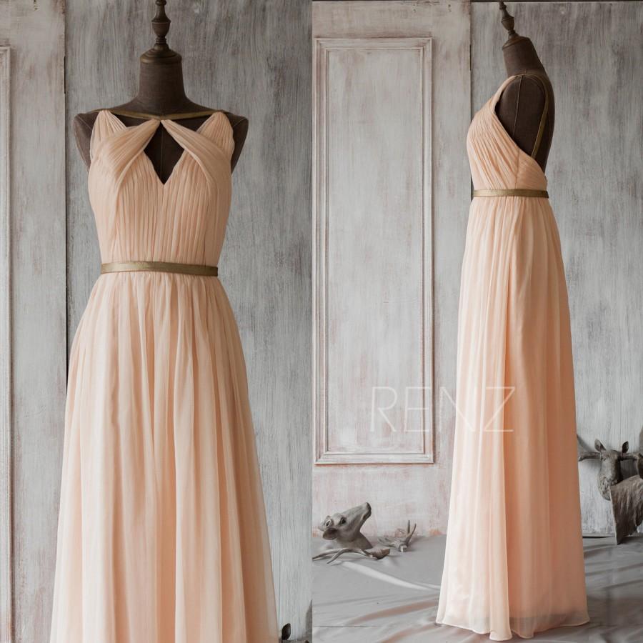 زفاف - 2015 Blush Bridesmaid dress, Peach Wedding dress, metallic trim Party dress, Long Formal dress, Prom Dress, Backless dress (F063A1)-Renzrags