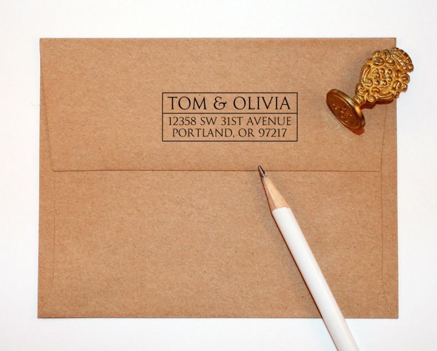 Hochzeit - Return Address Stamp, custom address stamp, black self inking stamp, rubber stamp wood handle
