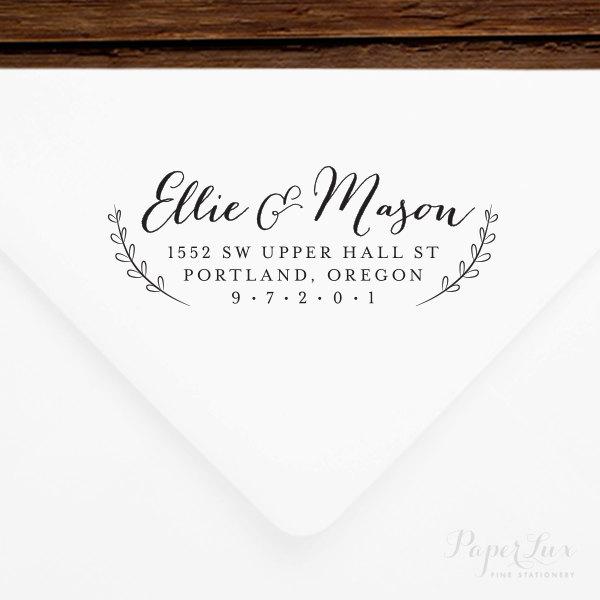 Mariage - Return Address Stamp #40 - Wooden or Self-Inking - Personalized - Gifts, Weddings, Newlyweds, Housewarming - INCLUDES HANDLE
