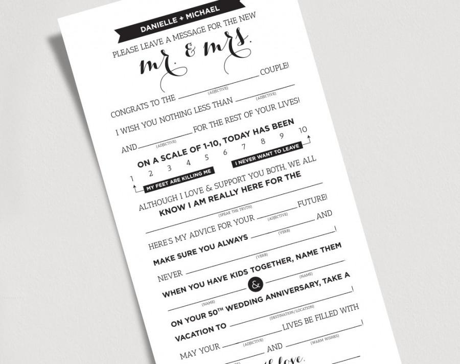 Hochzeit - Wedding Mad Libs Printable Template Kraft Sign - Mr and Mrs, Bride and Groom / Card / Game - Marriage Advice Keepsake 