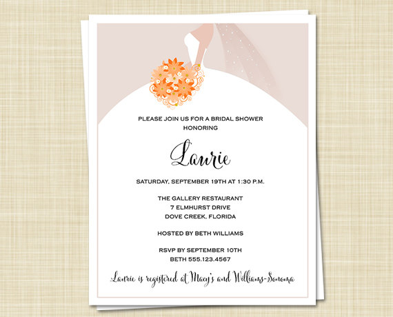 Wedding - 20 Bridal Shower Invitations - Fall Autumn Colors - Autumn Bride - PRINTED