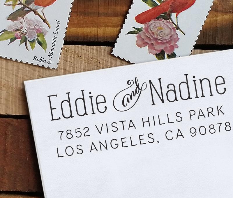 Wedding - Custom Address Stamp, Return Address Stamp, Wedding address stamp, Eco Mount Address Stamp  - Nadine