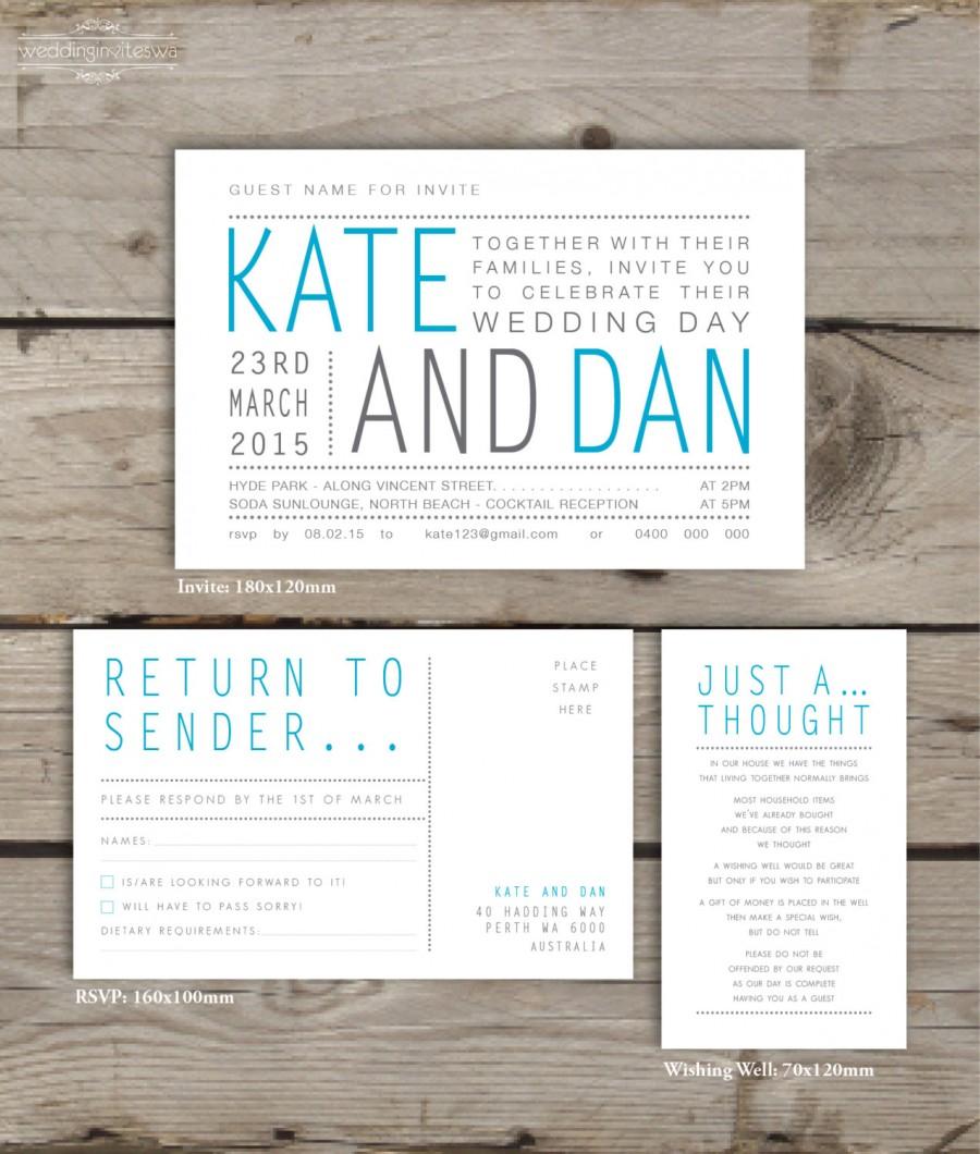 زفاف - Modern Typo Printable Wedding Invitation Set - DIY Printable Digital File 'Kate'
