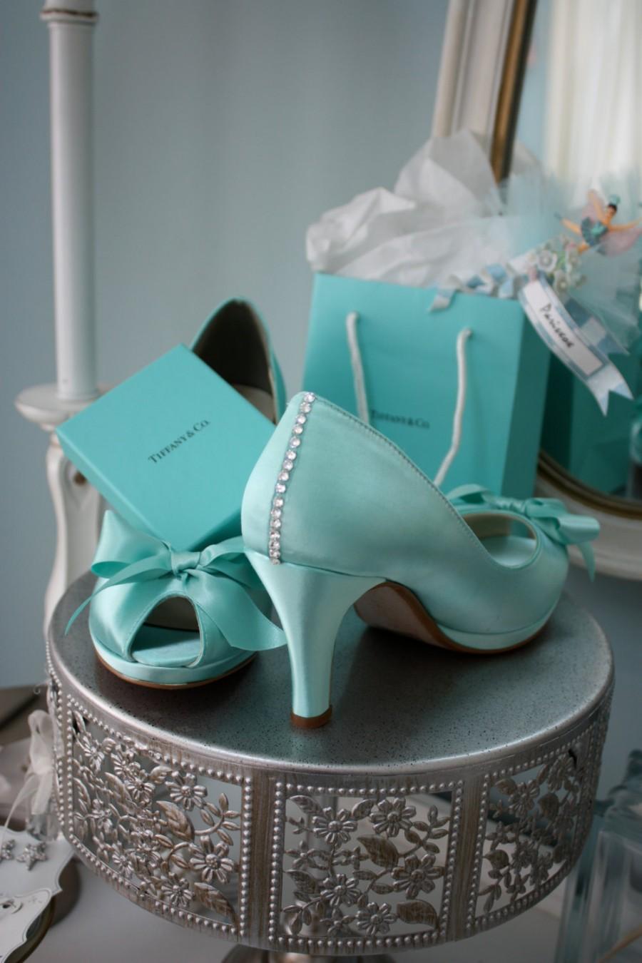 Wedding - Wedding Shoes - Aqua  Blue - Crystals - Aqua Blue Wedding - Dyeable Choose From Over 100 Colors - Wide Sizes Available - Shoes Parisxox
