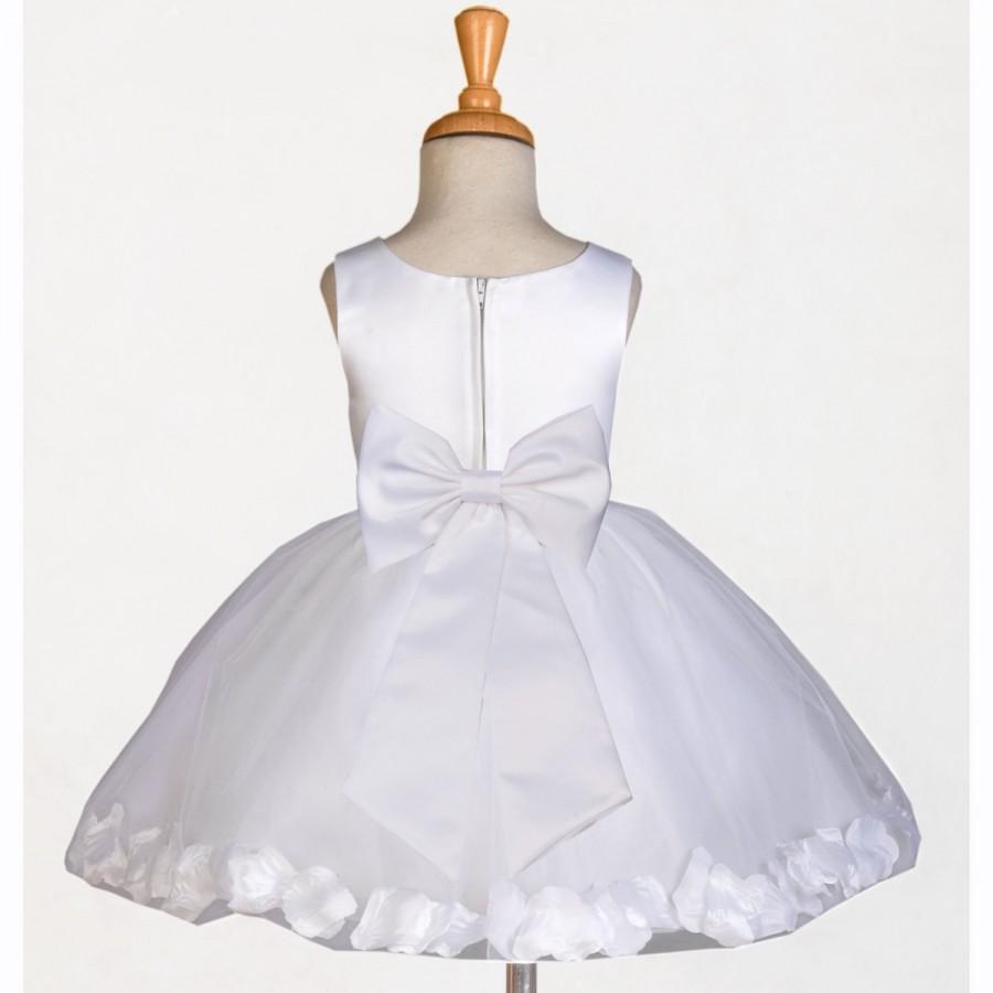 Hochzeit - White Flower Girl dress tie bow sash pageant petals wedding bridal children bridesmaid toddler elegant sizes 6-18m 2 4 6 8 10 12 14 