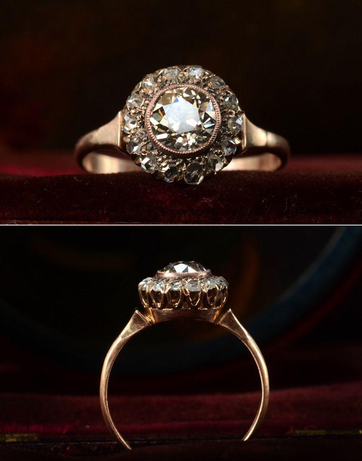 زفاف - 1890s Victorian Rose Cut Diamond Ring