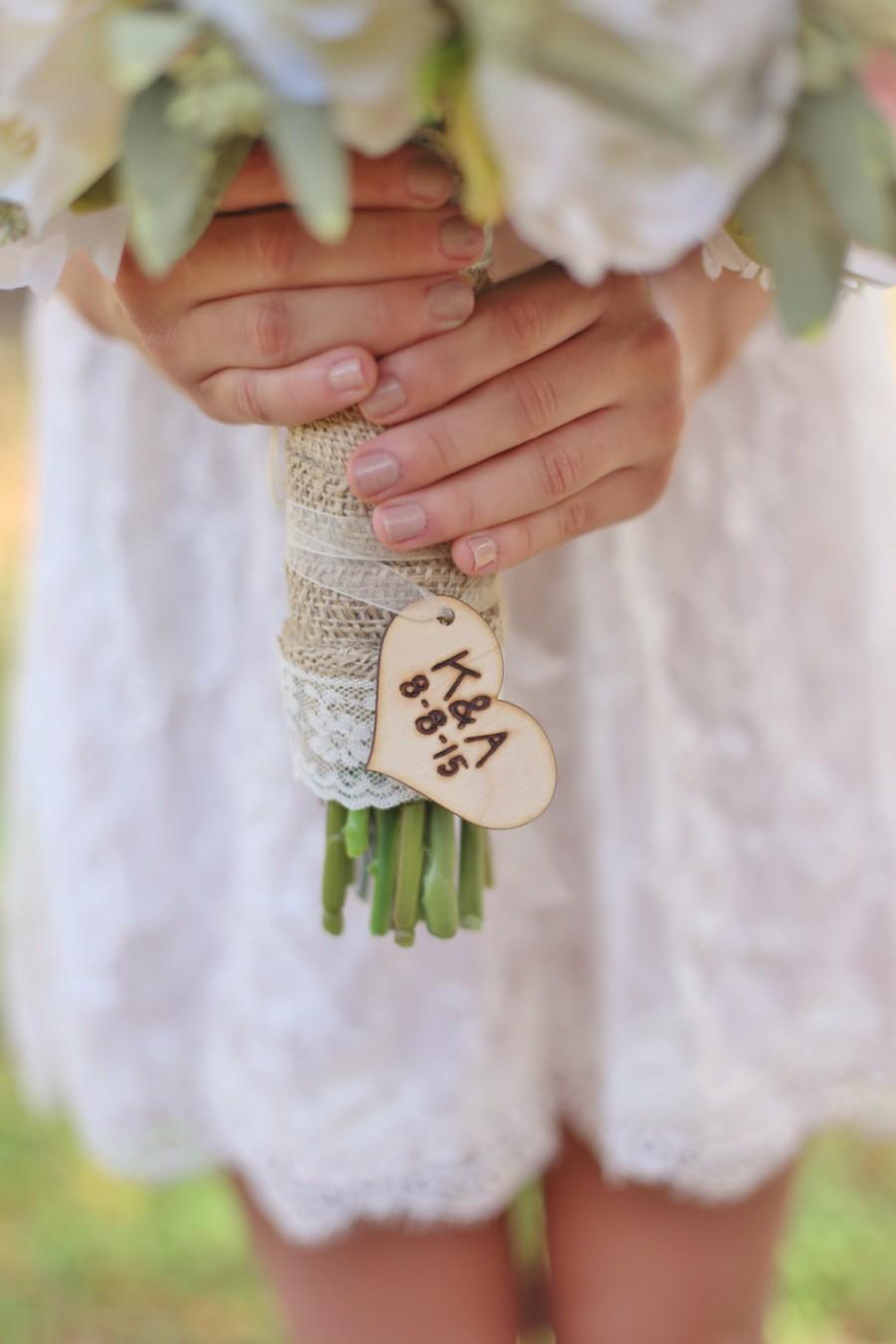 Mariage - Personalized Rustic Bouquet Charm Quick Shipping Available