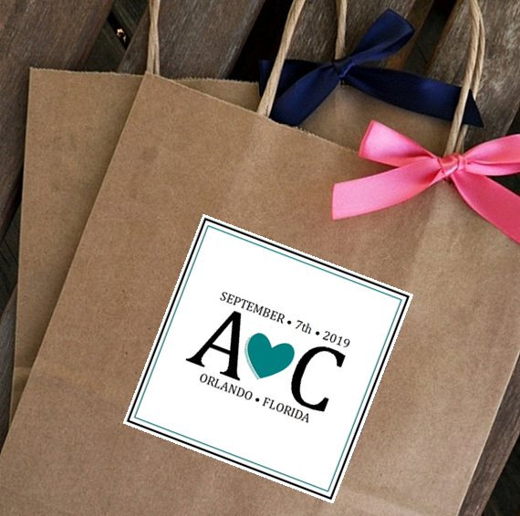 Mariage - Personalized Initials and Heart Wedding Welcome Bag