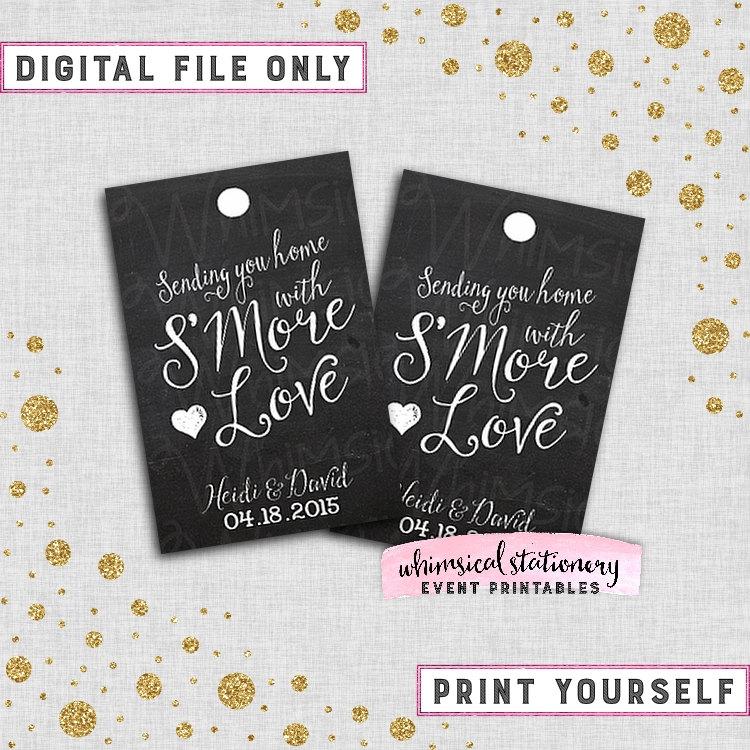 Свадьба - S'More Love Favor Tags "Swirly" (Printable File Only) S'More Kit Wedding Favor Tags; Printable Wedding Tags; DIY Wedding Tags