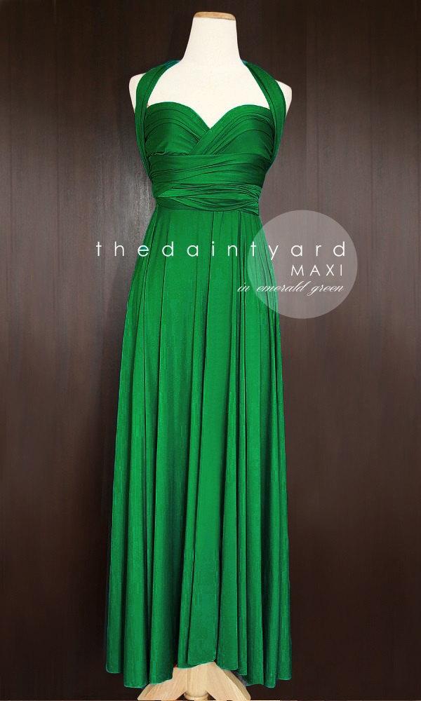 Hochzeit - MAXI Emerald Green Bridesmaid Dress Convertible Dress Infinity Dress Multiway Dress Wrap Dress Green Wedding Prom Dress Long Full Length