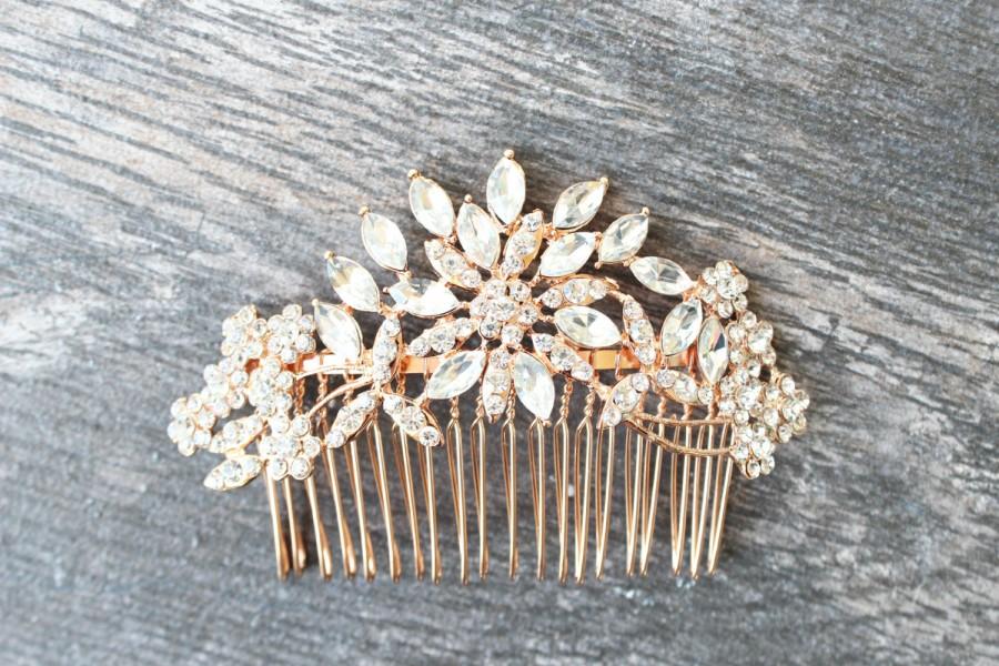 Mariage - Rose Gold Bridal Hair Comb,Bridal Hair Comb, Swarovski Crystal Rose Gold Comb, Diamante Wedding Comb, Rosegold Bridal Hair Comb