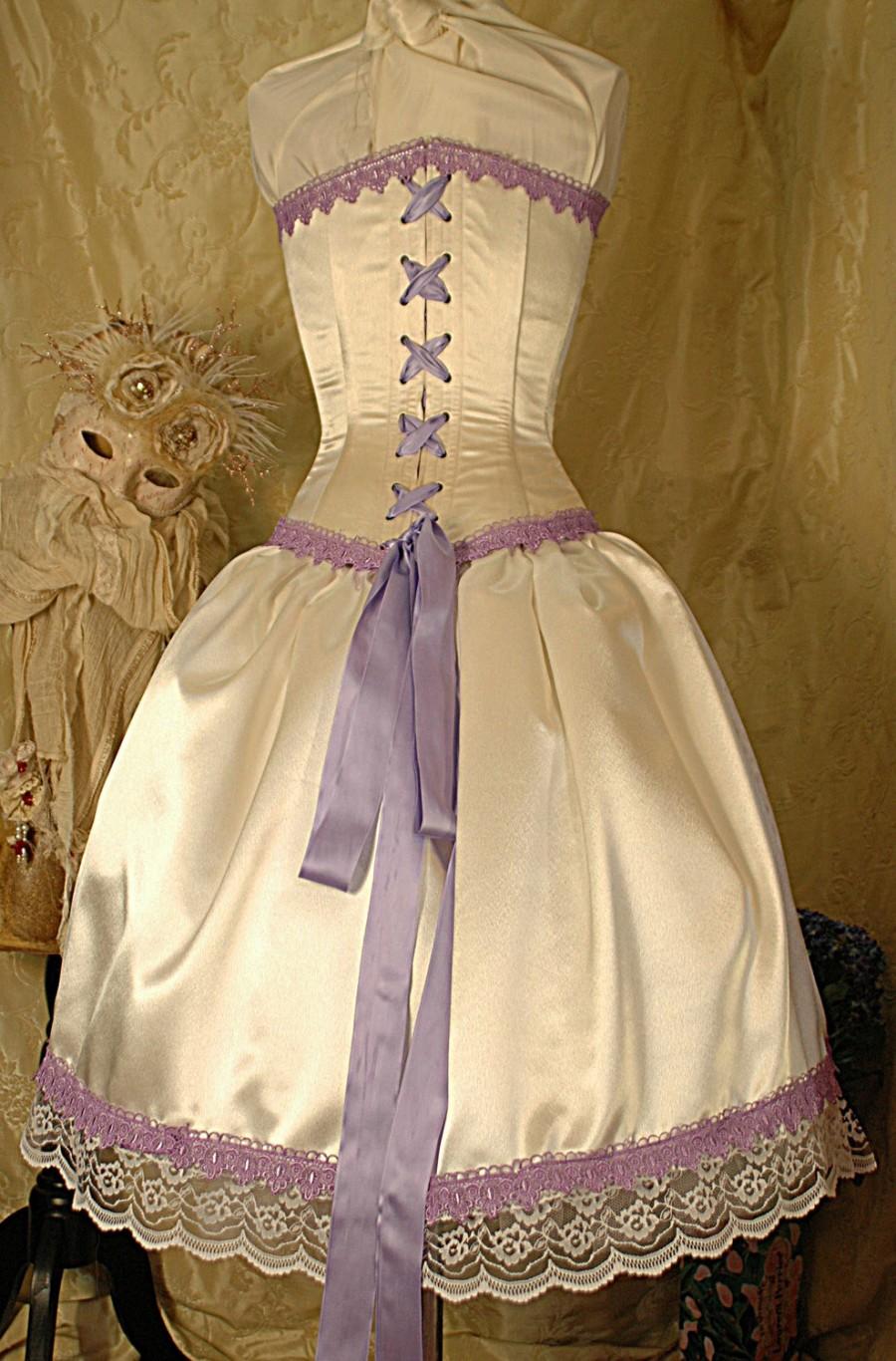 Hochzeit - Alice - in Lavender, knee length satin wedding dress
