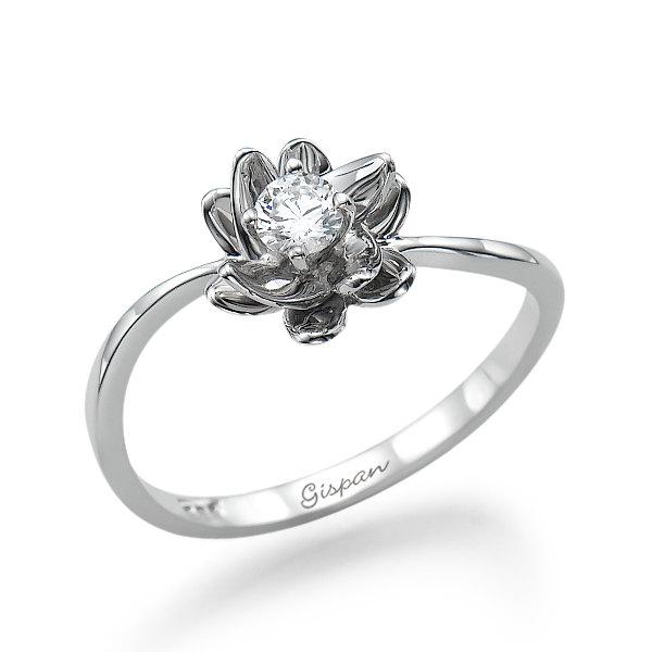 Hochzeit - Flower Engagement Ring White Gold With conflict free diamond, Flower ring, Diamond Ring, Wedding Ring, promise ring, Gispandiamonds