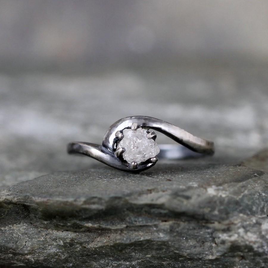 زفاف - Raw Diamond Ring - 1/2 Carat Rough Diamond Gemstone -Diamond Engagement Rings -Conflict Free -Raw Gemstone - April Birthstone - Promise Ring