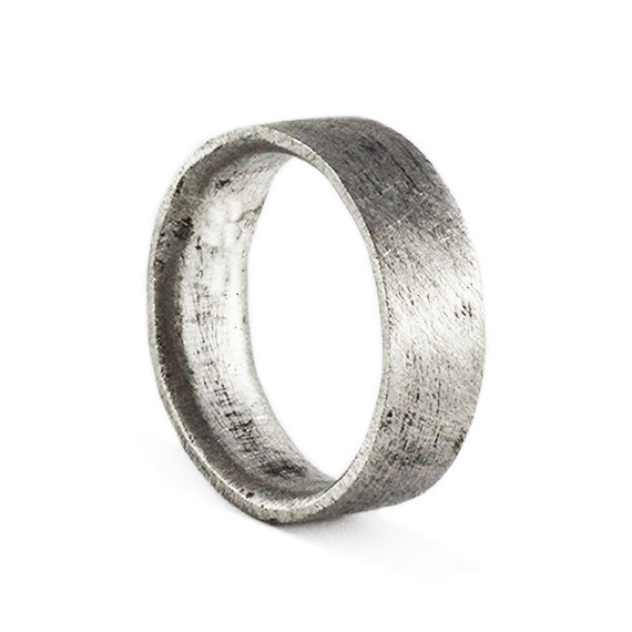 Wedding - Mens Wedding Band Brushed Silver Personalized Man Ring Jewelry