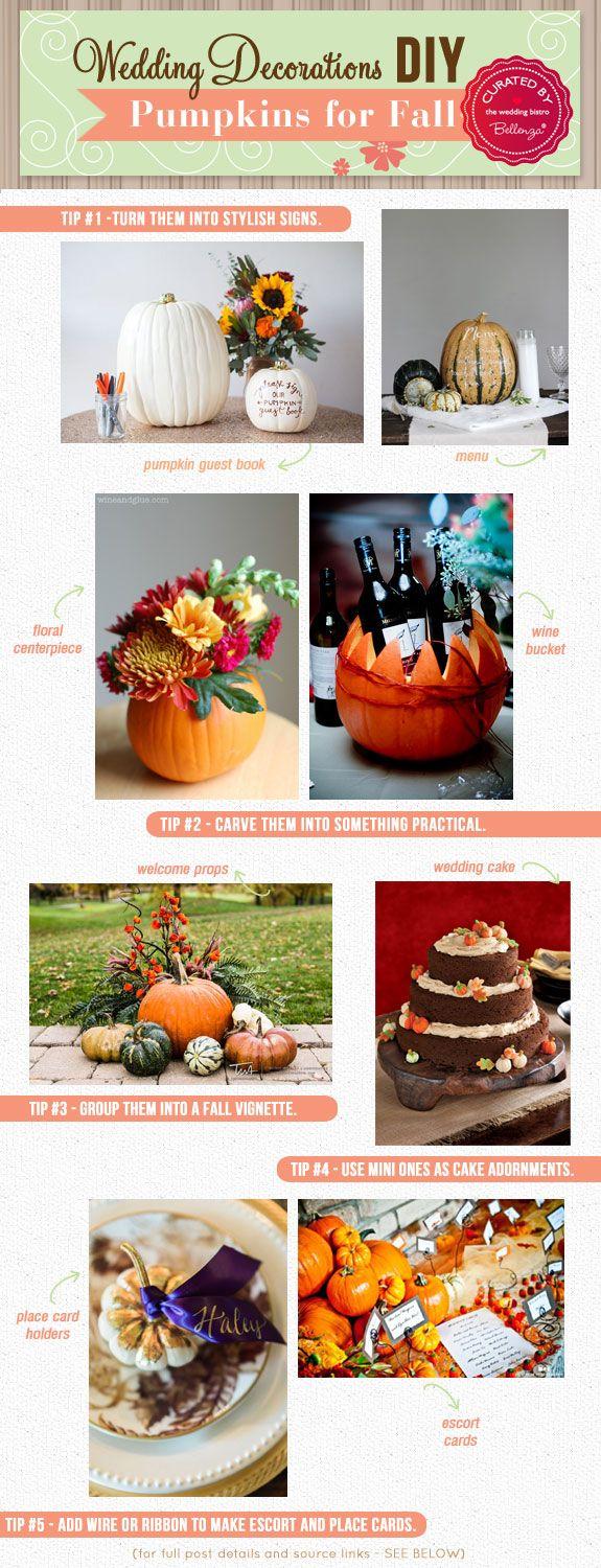 Свадьба - DIY Tips & Ideas: Using Pumpkins As Wedding Decorations!