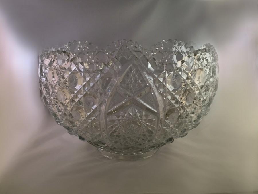 Mariage - Beautiful Vintage Punch Bowl - Rare Daisy and Button-Clear by Smith Glass 125.00 or OBO