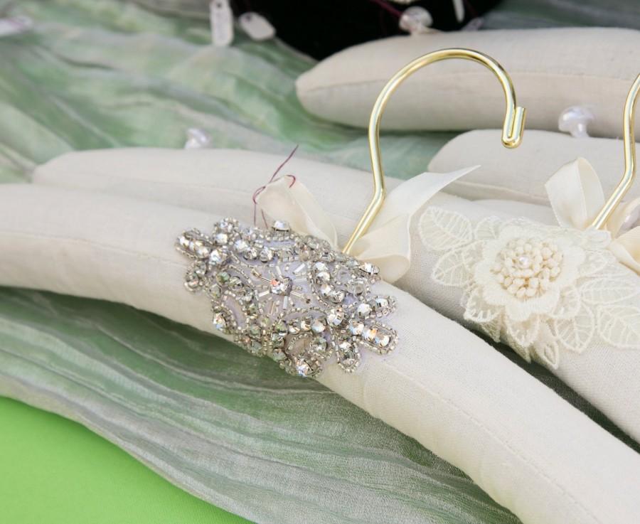 Hochzeit - Bridal Hanger, Wedding Hanger Custom Embellished with Rhinestones, Photography Prop, Wedding Gift