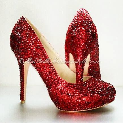 Mariage - Wizard Of Oz Crystal Dorothy Ruby Red Shoes, Red Bridal Shoes, Red Wedding Shoes, Red Crystal Shoes, Red Strass Shoes