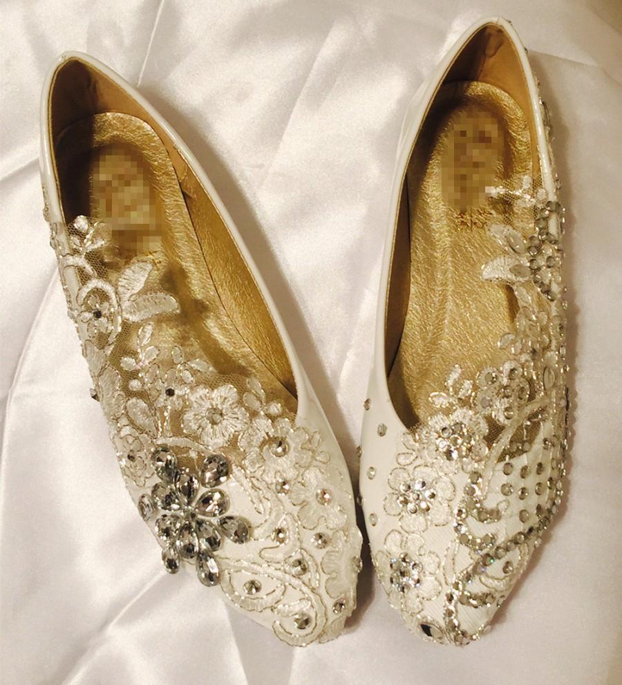 زفاف - Vintage Lace Wedding Shoes,Bridal Ballet Shoes,Lace Flats Shoes,Women Wedding Shoes,Comfortable Bridal flats