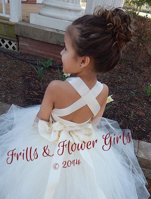 Wedding - Ivory Flower Girl Dress Lace Halter Tutu Dress Flower Girl Dress Sizes 2, 3, 4, 5, 6 up to Girls Size 12
