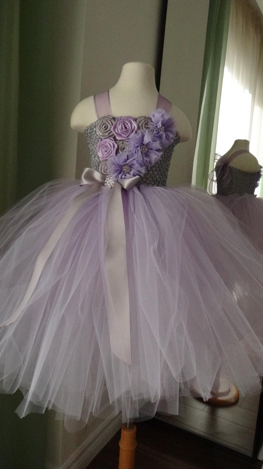 Wedding - Lavender Flower Girl Dress, Lace Tutu Flower, Birthday dress, Girl Dress, Junior Bridesmaid