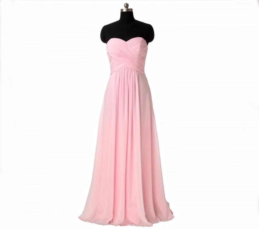 Hochzeit - A-line Long Bridesmaid Dresses, Sweetheart Convertible Chiffon Dresses, Blush Long Prom Dresses