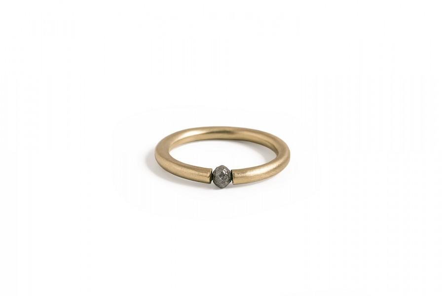 Hochzeit - Diamond Engagement Ring, 14K Solid Gold Raw Diamond Engagement Ring.