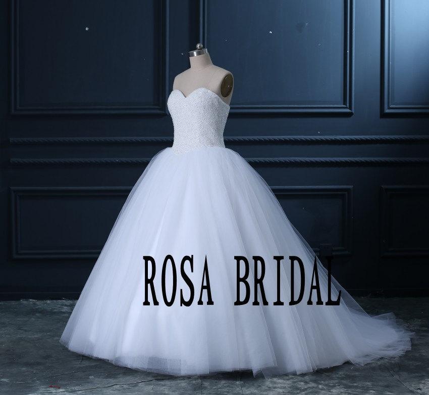 زفاف - Princess White Wedding Dress Ball Gown wedding dress Lace with Pearl decoration Custom size color