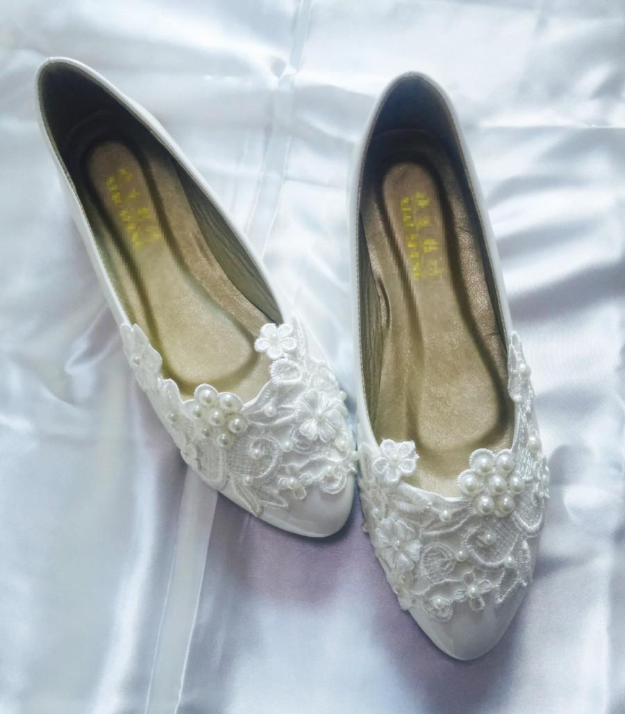 زفاف - Bridal Shoes Flat Lace Shoes Women's Wedding Shoes Women's Shoes Party shoes prom shoes evening shoes Size 4 5 6 7 8 9 10 11 12 Size 4~12.5