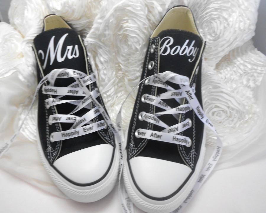 Wedding - Custom Wedding Converse - Personalized Mrs. Wedding Shoes - Bridal Shoes - Mr and Mrs Shoes - Wedding Gifts - by Bandana Fever