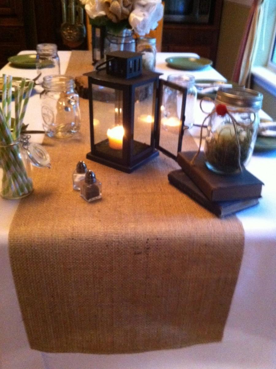 زفاف - Burlap Table Runner  12", 14", or 15"  width with hemmed ends - Wedding runner Home decor Holiday decorating